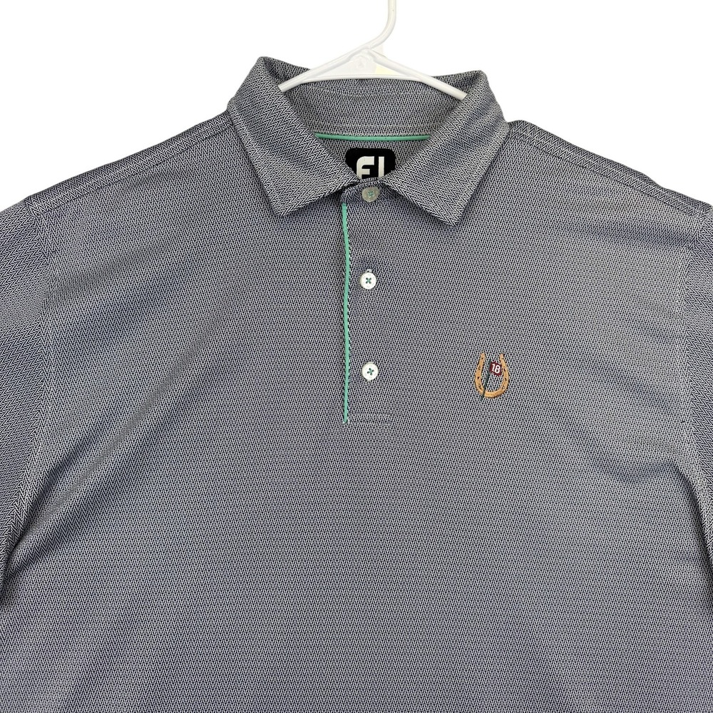FootJoy Polo Shirt‎ Mens XL Gray Chevron 18 Flag Golf Performance Polyester